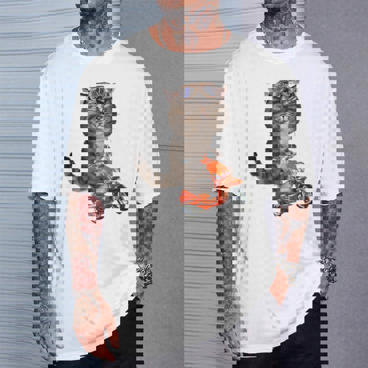 猫 ねこ バイク Tシャツ 彼への贈り物