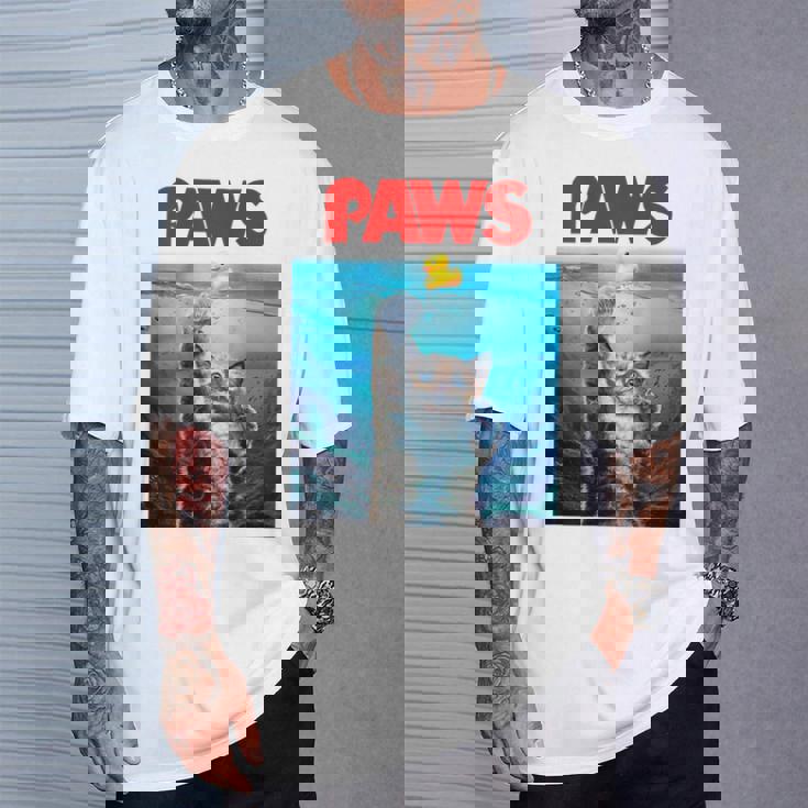 猫 ねこ 海 Paws アヒル Tシャツ 彼への贈り物