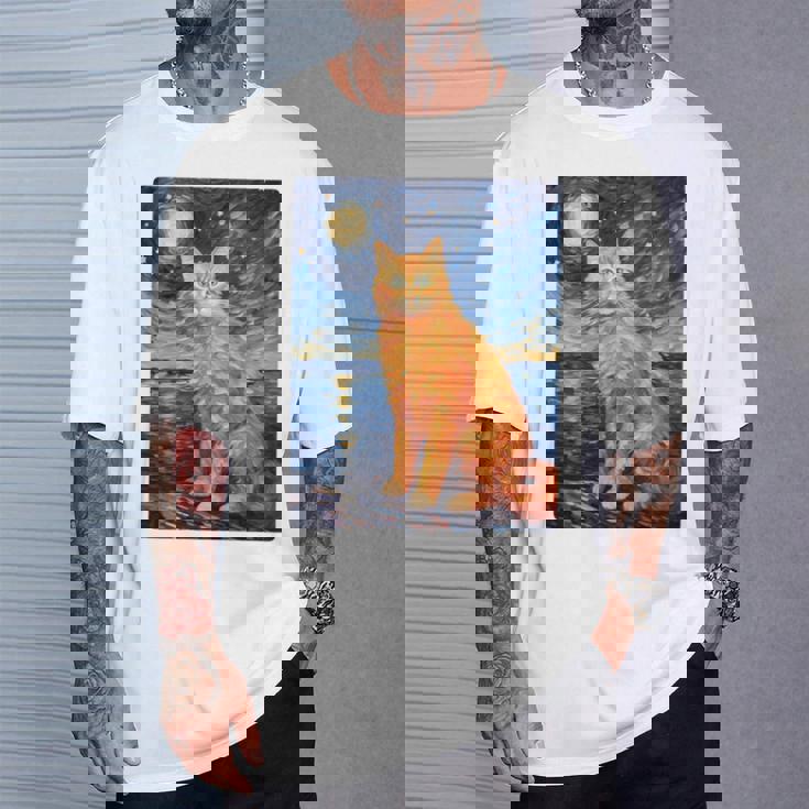 猫のポートレートオイル印刷甘い子猫 長袖tシャツ Tシャツ 彼への贈り物