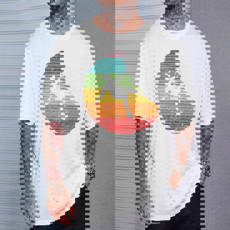 バックプリント 登山、ボルダリング、フリークライミングシルエット Tシャツ 彼への贈り物