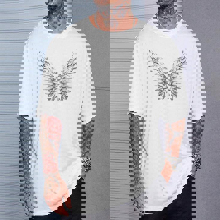 白い天使の羽自由守護天使 Tシャツ 彼への贈り物