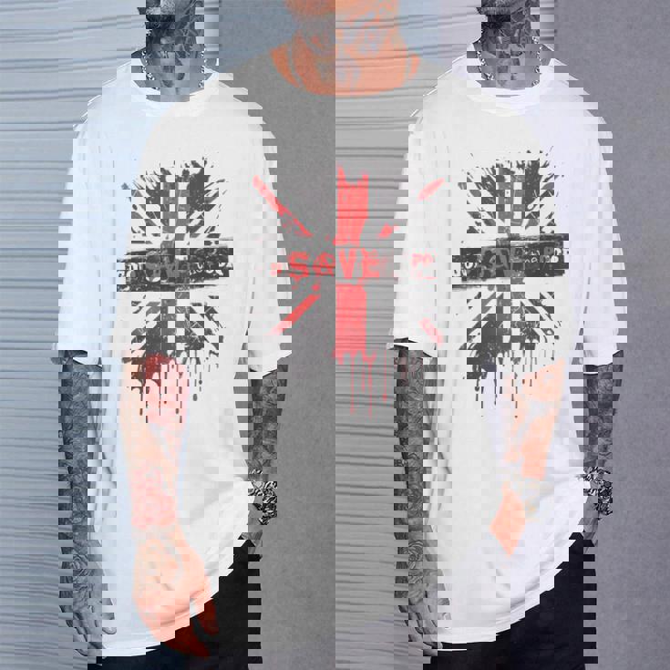 神は貧しい王のcor冠式パンクグラフィティユニオンジャックを救う Tシャツ 彼への贈り物