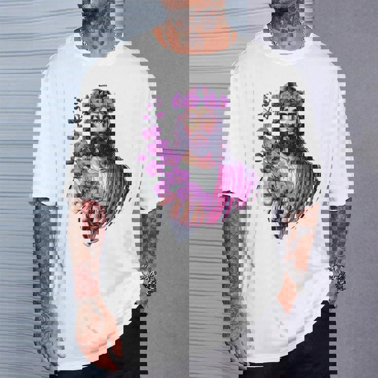 紫の蘭を持つイエス Tシャツ 彼への贈り物