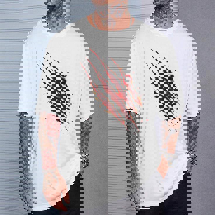 血まみれのシャツ ハロウィン ゾンビ 爪 マーク 血のはね Tシャツ 彼への贈り物