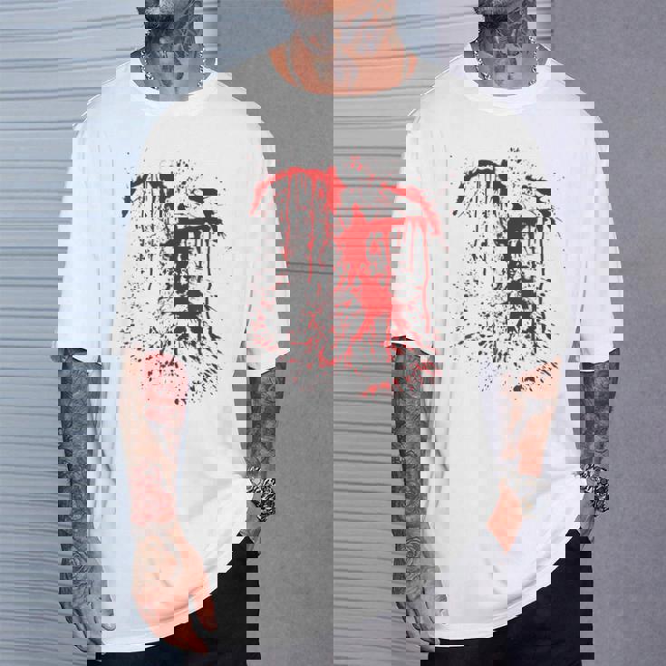 血まみれの傷 ハロウィンコスチューム 血はね けが ゾンビ Tシャツ 彼への贈り物