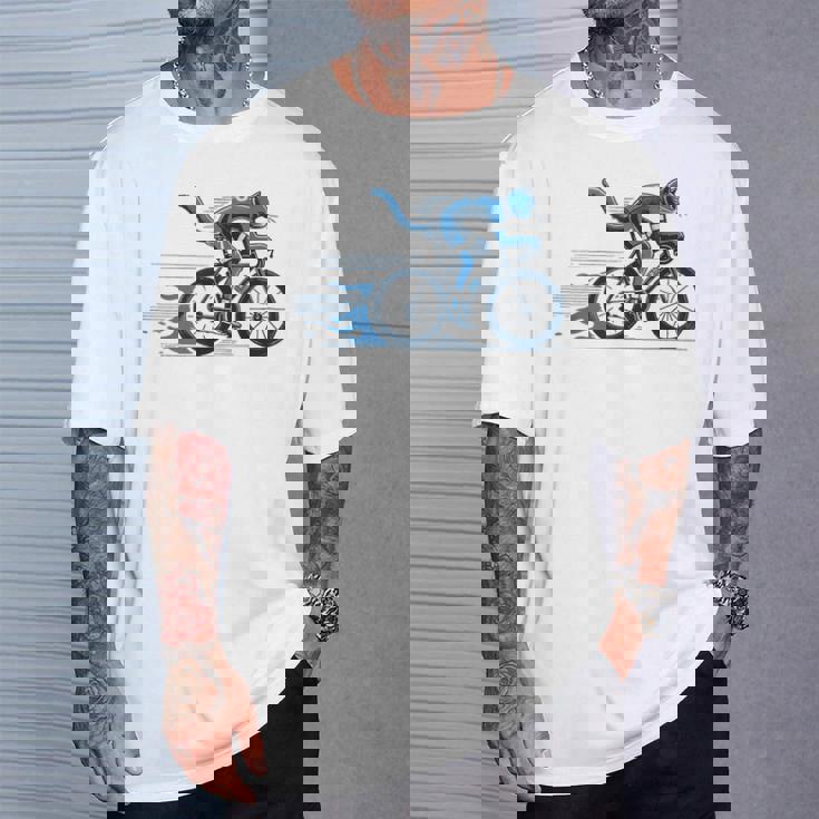 趣味のサイクリストのためのおしゃれな面白いロードバイク猫。 Tシャツ 彼への贈り物