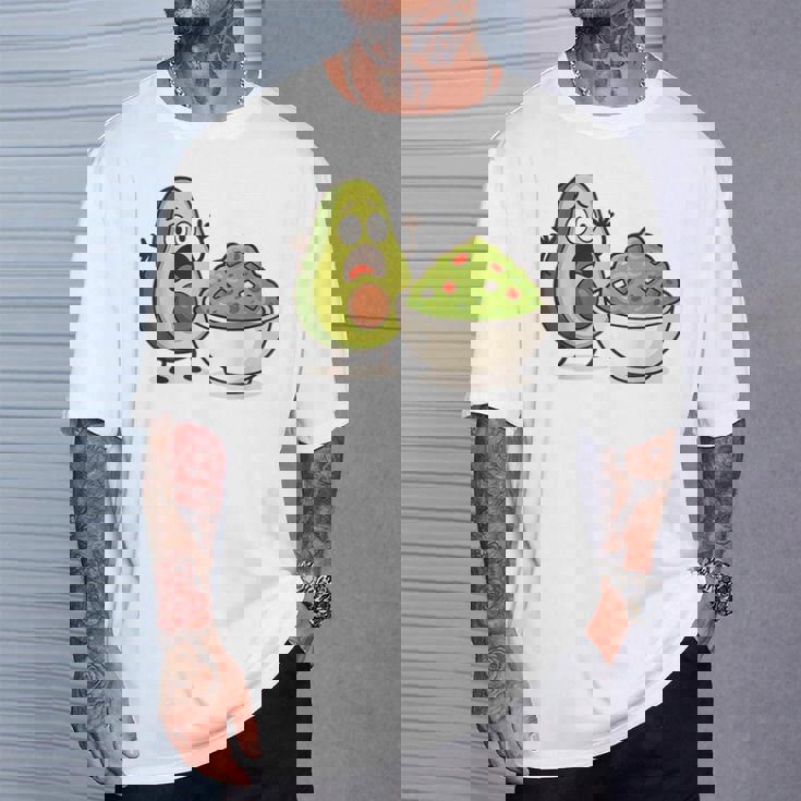 面白いアボカドワカモレ漫画パニック Tシャツ 彼への贈り物