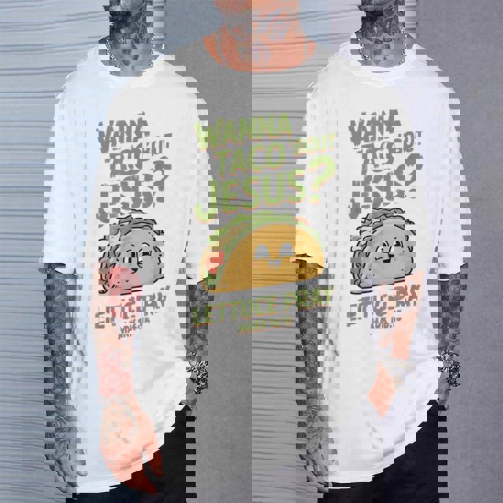 面白いクリスチャンタコス、Wanna Taco 'Bout Jesus Tシャツ 彼への贈り物