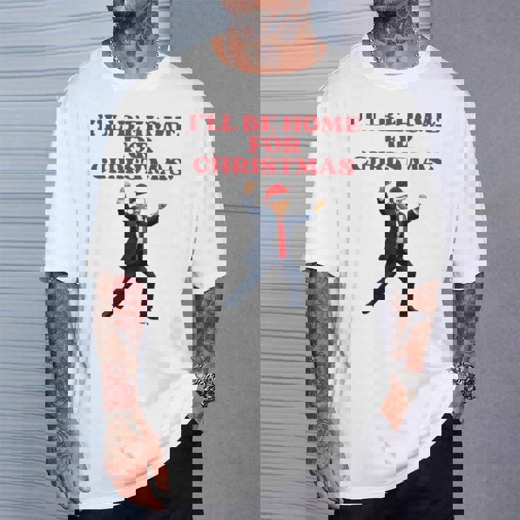 面白いトランプサンタハット、クリスマスに家に帰るよ 長袖tシャツ Tシャツ 彼への贈り物