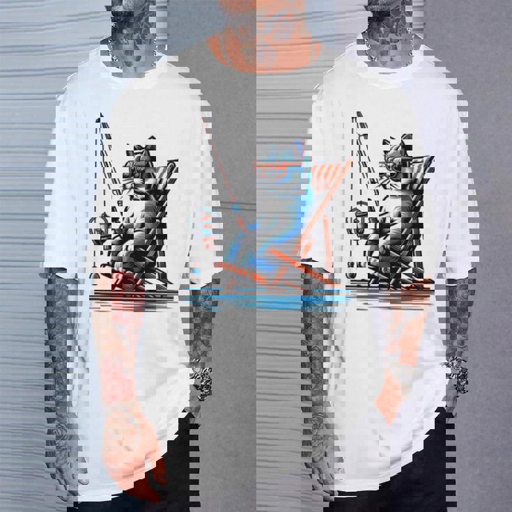 面白い釣り猫ロッドとリール Lets Go 釣り 猫釣り 長袖tシャツ Tシャツ 彼への贈り物