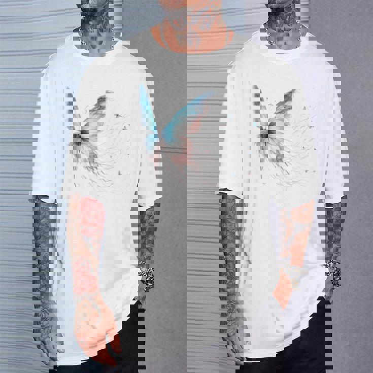 魔法の蝶 エレガント 神秘的な蝶 銀河 星 長袖tシャツ Tシャツ 彼への贈り物