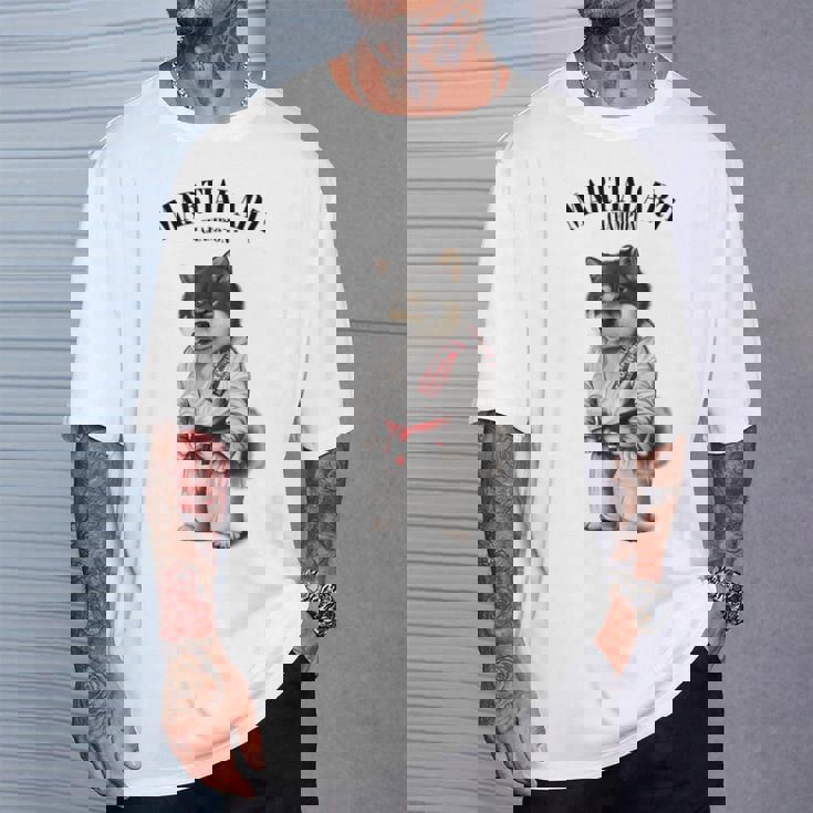 黒柴犬 柔道空手マスター 白柔道師 Tシャツ 彼への贈り物