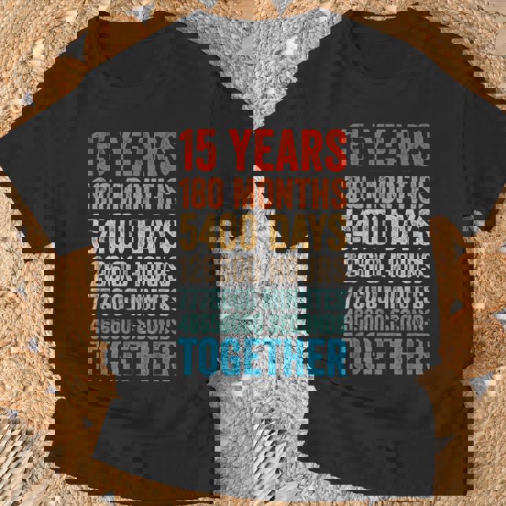 15年目の記念日 彼 彼女 カップル 15回目の結婚 Tシャツ 高齢者への贈り物