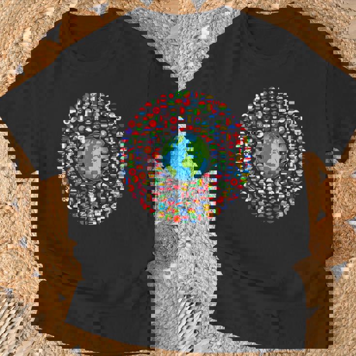 180 Banderas Banderas Del Mundo Mapa Del Mundo Con Banderas Camiseta unisex Regalos para ancianos