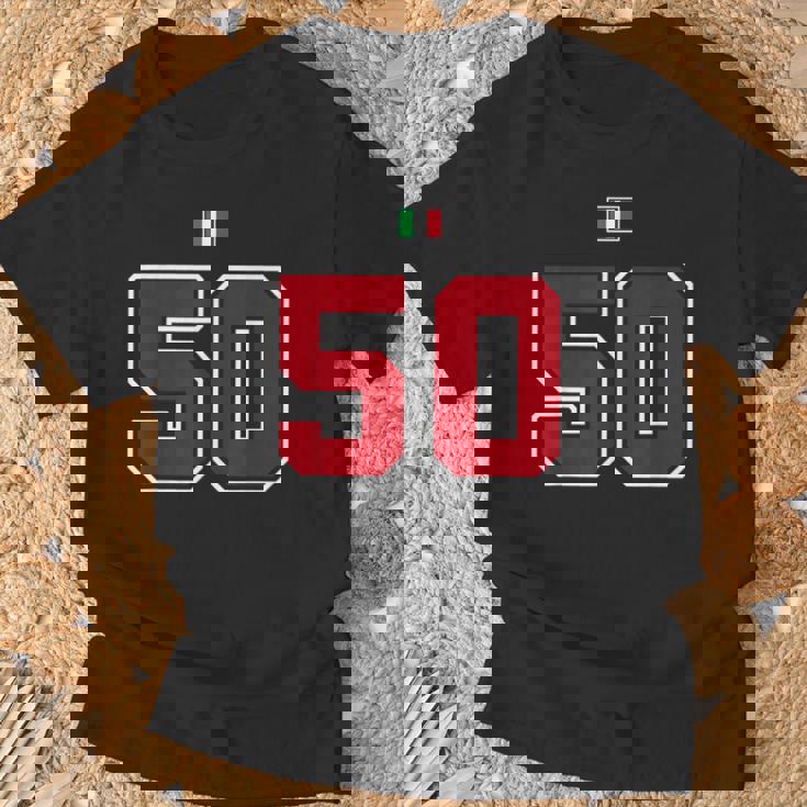 50 ナンバー カレッジスタイル ヴィンテージ 赤 白 イタリア国旗 Tシャツ 高齢者への贈り物