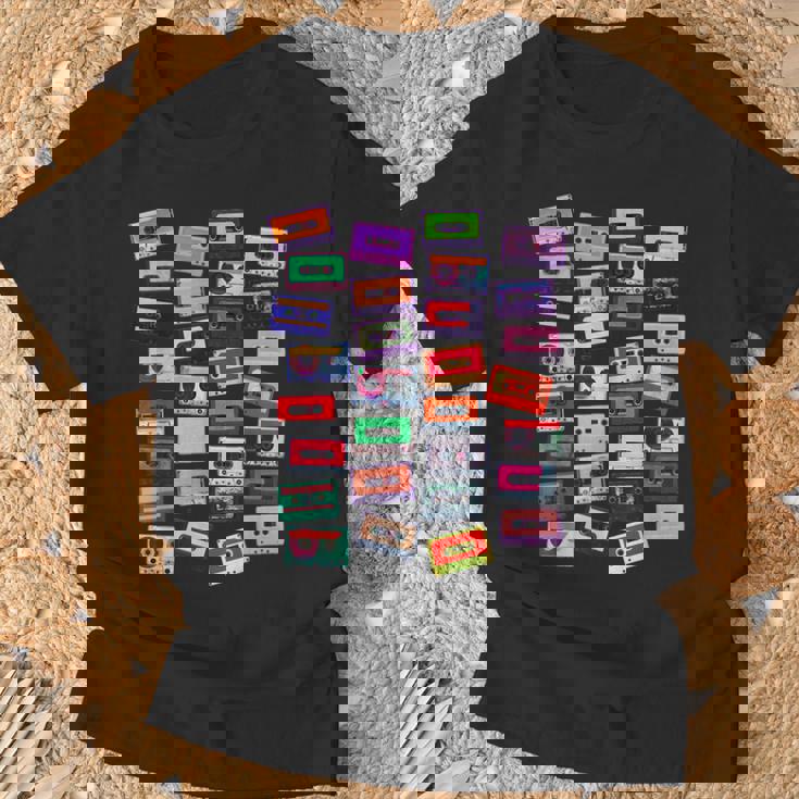 80年代カセットテープミュージックdj Tシャツ 高齢者への贈り物