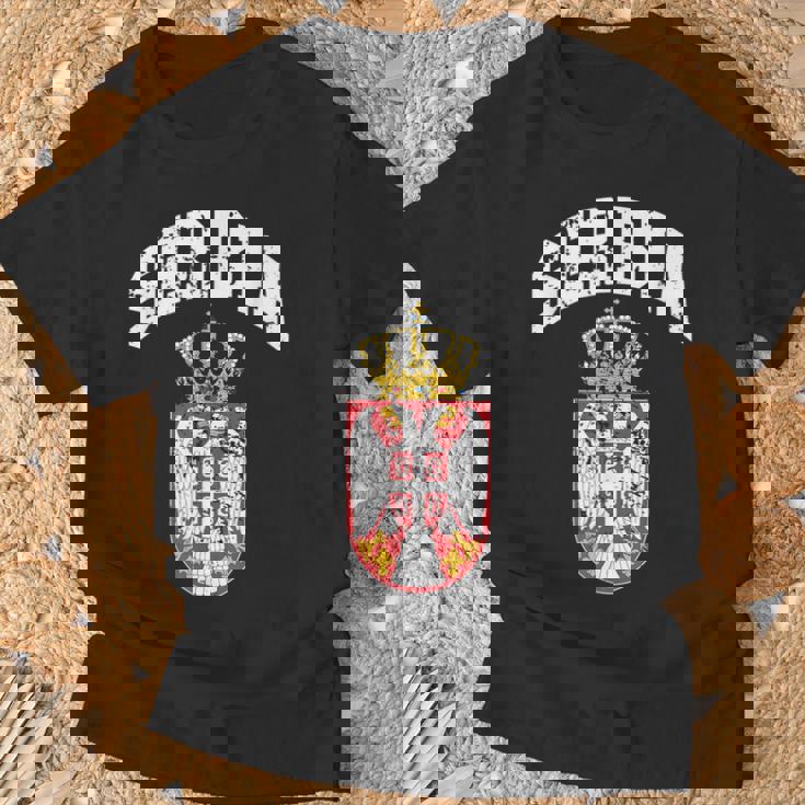 Ama Aerbia Con Emblema De Banderaerbia Envejecida Camiseta unisex Regalos para ancianos