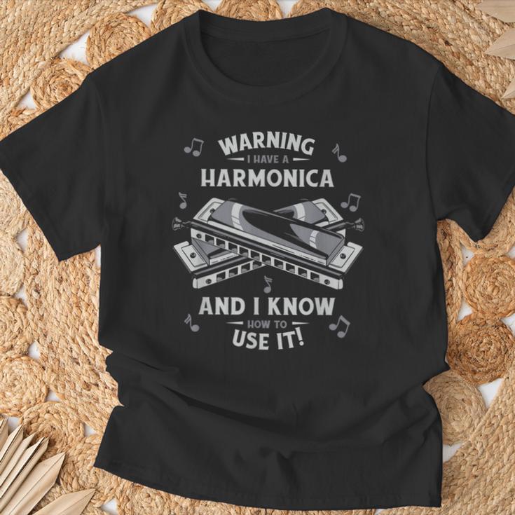 Armónica Advertencia I Have A Armónica Camiseta unisex Regalos para ancianos