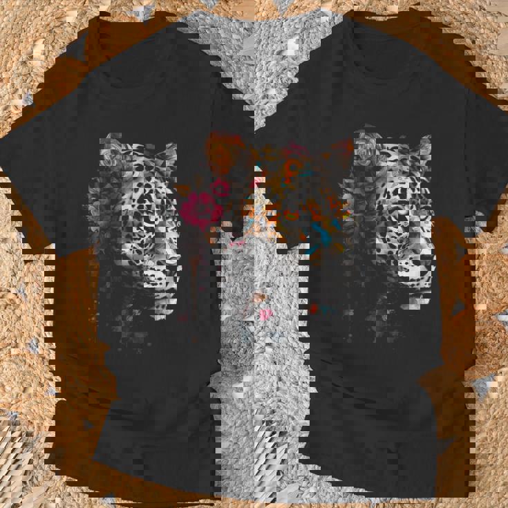 Arte De Flores De Leopardo Leopardo Animal Camiseta unisex Regalos para ancianos