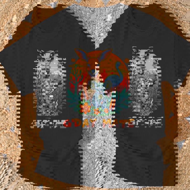 Australia G'day Mate And Aussie Animals Kangaroo Koala Emu Tシャツ 高齢者への贈り物