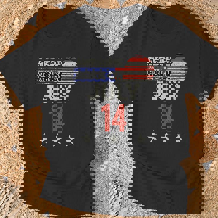 Awesome 7月14日 ヴィンテージ アメリカ国旗 クラシック 7月14日 Tシャツ 高齢者への贈り物