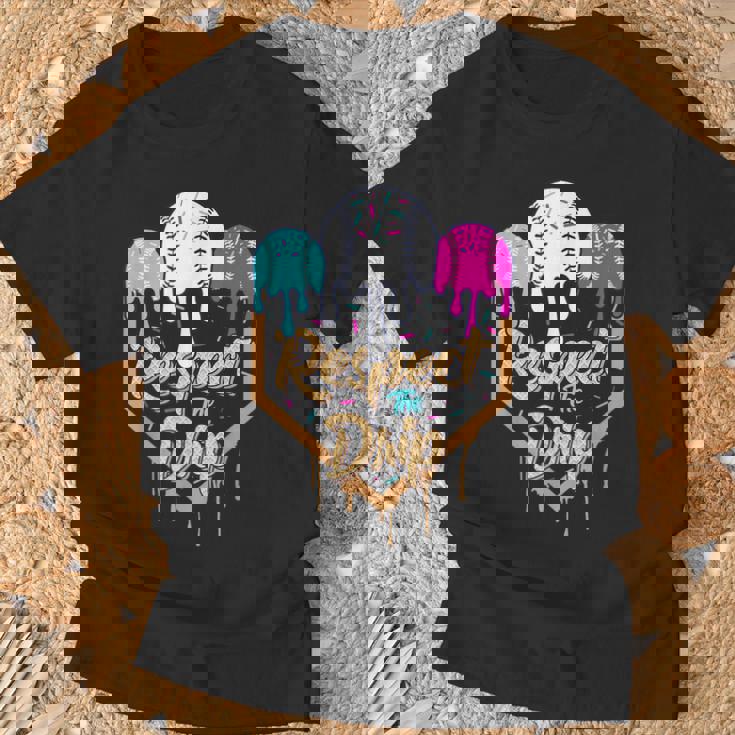 Baseball Drip Boys Ice Cream Waffle Home Plate Respect Drip T-Shirt Gifts for Old Men