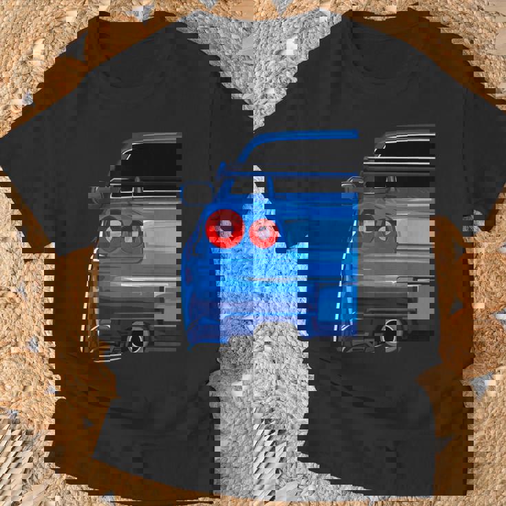 Blue Gt R 34 Jdm スカイラインスタンス カー ドリフトレーシング Tシャツ 高齢者への贈り物