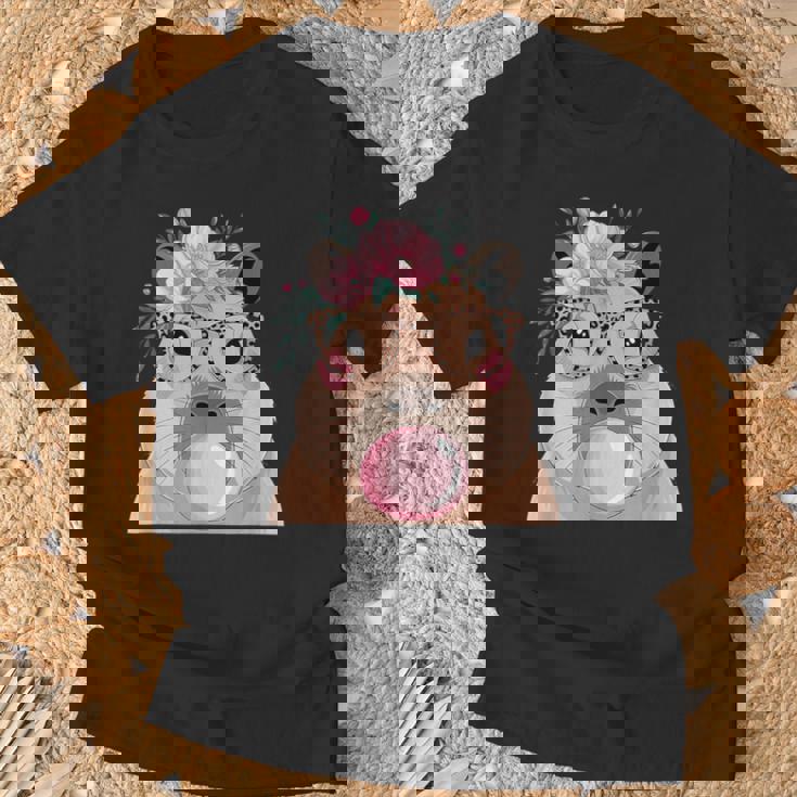Capybara Mamá Con Gafas Yoplando Chicle Rosa Camiseta unisex Regalos para ancianos