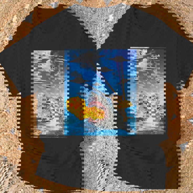 Cat Riding Fire Breathehark レインボー レーザー タコス Tシャツ 高齢者への贈り物