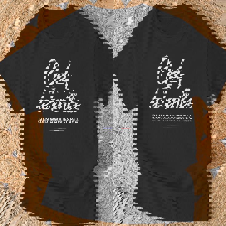 メンズ Chef De Family おもしろフランス語 父の日 Tシャツ 高齢者への贈り物