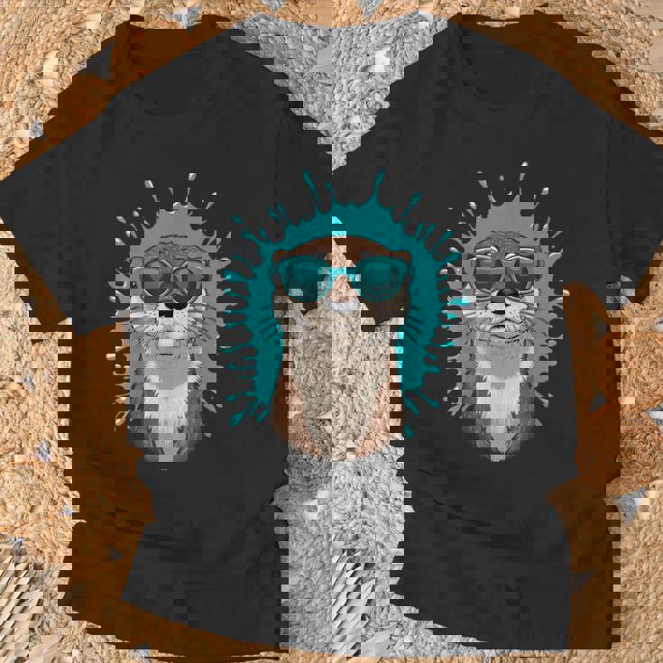 Chill Otteribes 面白いカワウソサングラスデザイン Tシャツ 高齢者への贈り物