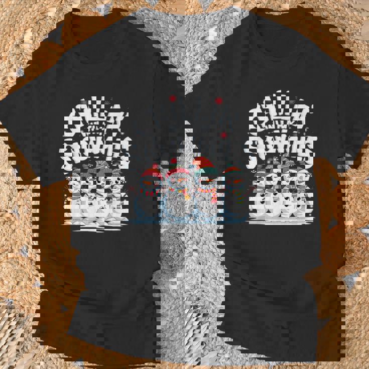 Chilling With Mynowmies 冬の雪だるまファミリーデザイン Tシャツ 高齢者への贈り物