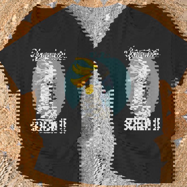 Cockatoo Meme T、面白い叫び声を上げているキバタン Tシャツ 高齢者への贈り物