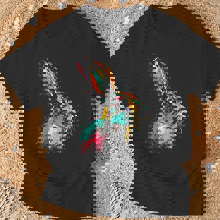 Conejo Colorido Animal Motivo Arte Conejo Camiseta unisex Regalos para ancianos