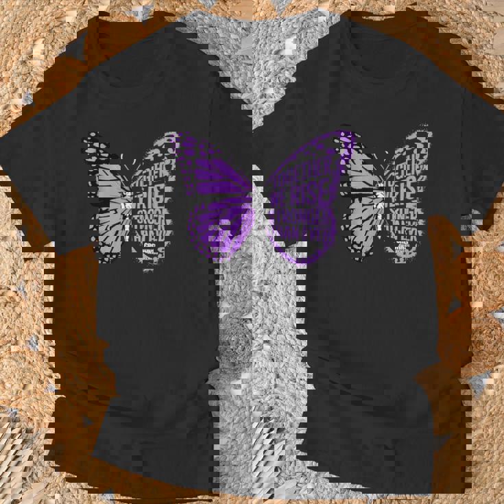 Crohns Awareness Together We Rise パープルリボン バタフライ Tシャツ 高齢者への贈り物