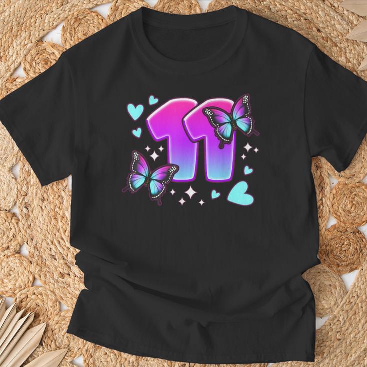 Cumpleaños Niña 11 Años Mariposas Y Número 11 Camiseta unisex Regalos para ancianos