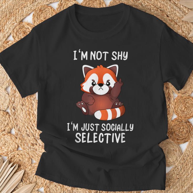 Déclaration D'humour Antisocialocialementélectif Mignon Panda Rouge T-Shirt Cadeaux pour les vieillards