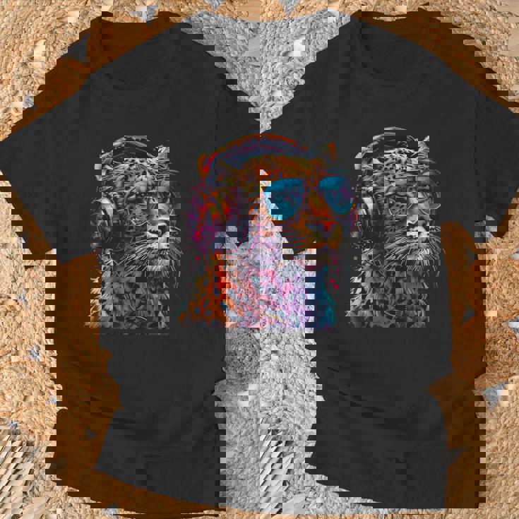 Dj Leopard Edm テクノハウス ダンスクラブ 音楽ヘッドフォン Tシャツ 高齢者への贈り物