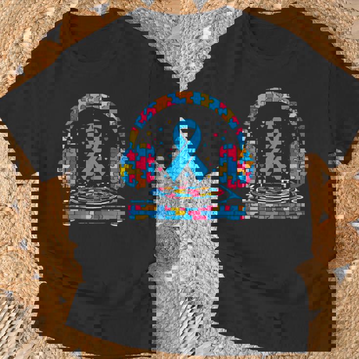 Dj ヘッドフォン パズル 自閉症啓発 自閉症 レディース メンズ Tシャツ 高齢者への贈り物