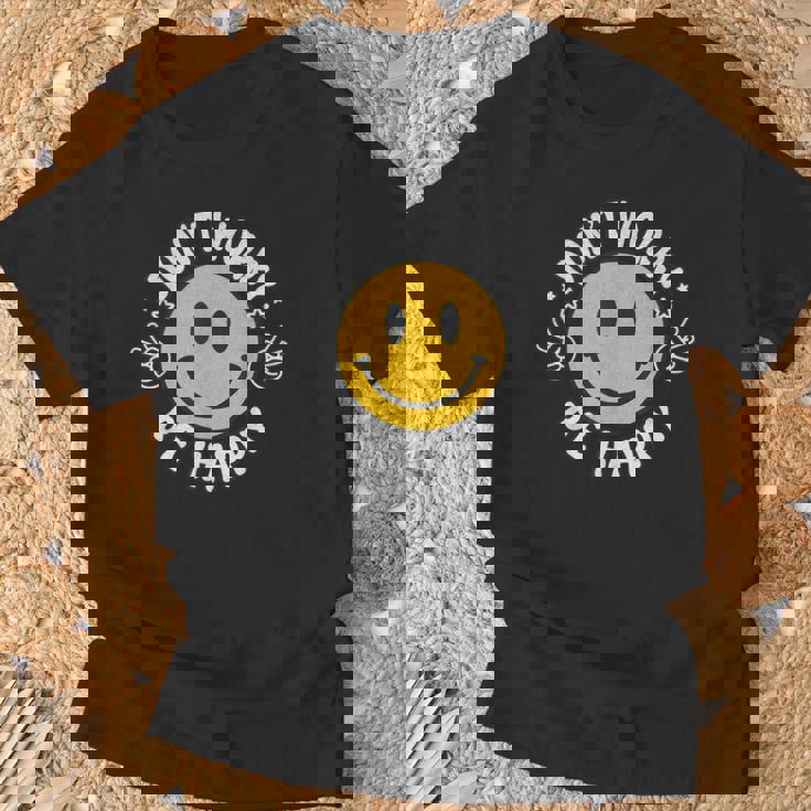 Don't Worry We Be Happymile Face レトロ グルービー 70年代 Tシャツ 高齢者への贈り物