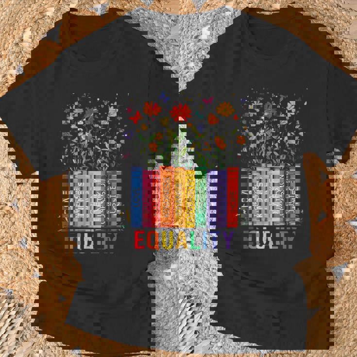 Equality Love Peace And Kindness Book Flowers Lgbt Gay Pride T-Shirt Gifts for Old Men