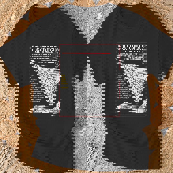 F-14 Tomcat Us American Carrier航空機 ブループリント Tシャツ 高齢者への贈り物