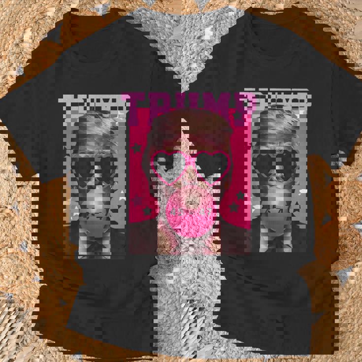 Trump 2024 メガネ&バブルガム ピンク Tシャツ 高齢者への贈り物