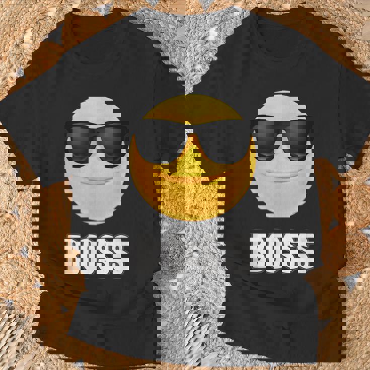 Girl & Boy Boss サングラス 顔文字シャツ クールな顔 Tシャツ 高齢者への贈り物