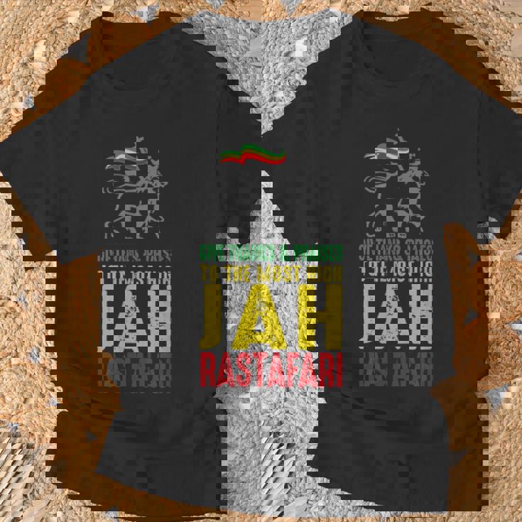 Give Thanks & Praises Jah Rastafari レゲエ ラスタ ウェア Tシャツ 高齢者への贈り物