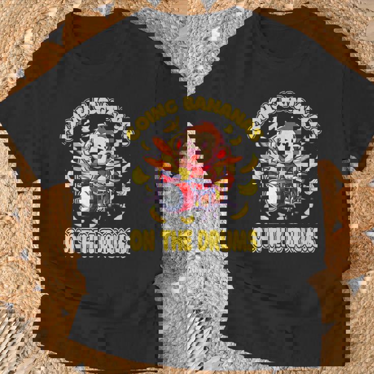 Going Bananas On The Drums 面白いドラム演奏 猿 Tシャツ 高齢者への贈り物