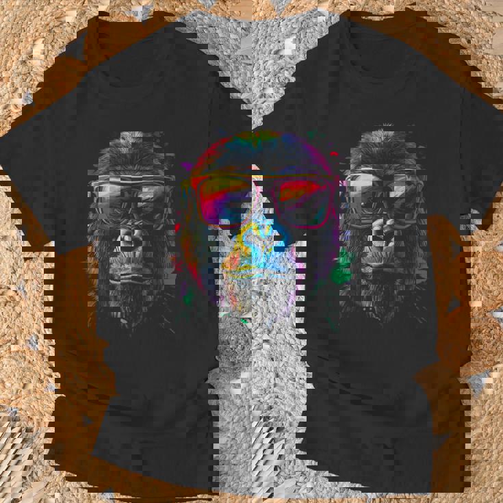 Gorilla Monkey グラフィック アニマルアート サングラス ゴリラ Tシャツ 高齢者への贈り物