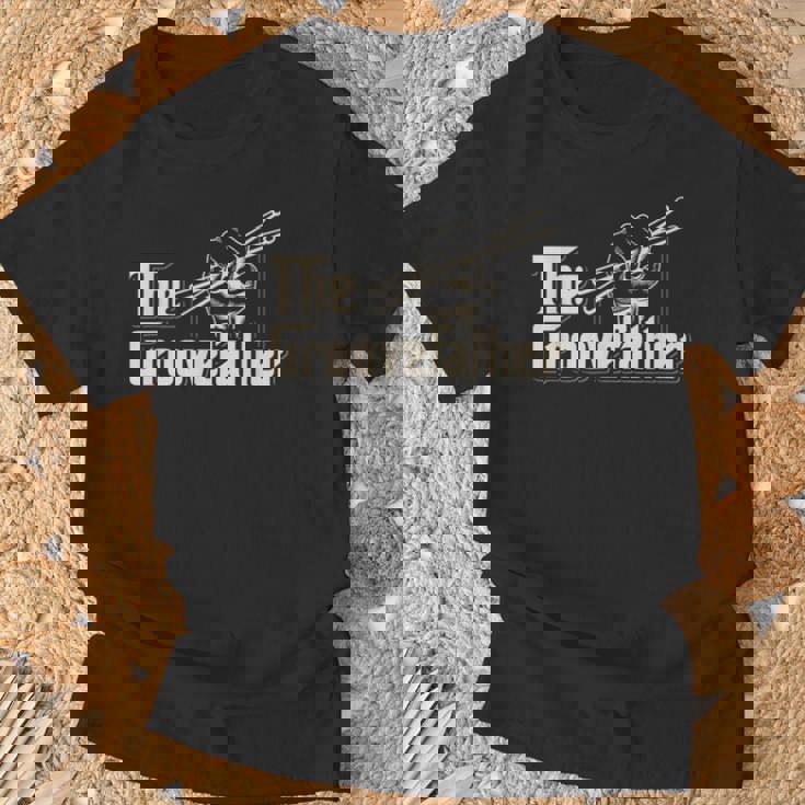 Groovefather ビンテージドラム ドラミング バンドドラマー Tシャツ 高齢者への贈り物