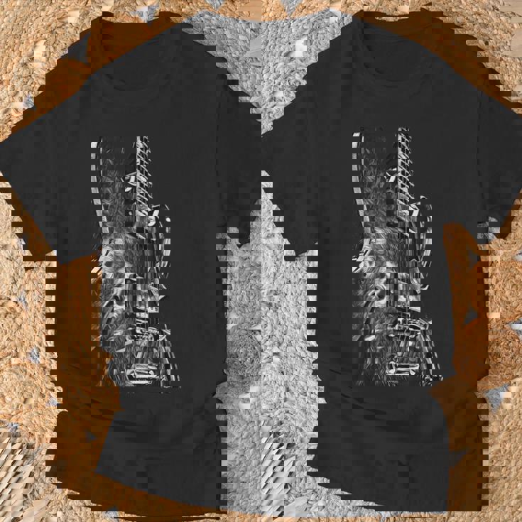 Guitarra Eléctrica Blanco Y Negro Diseño Arte Rock Blues Metal Camiseta unisex Regalos para ancianos