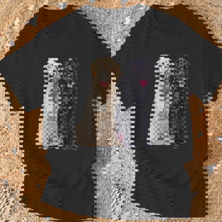 Happy Two Labradors ゴールデンブラック ラボレトリバー Mom Dad Tシャツ 高齢者への贈り物